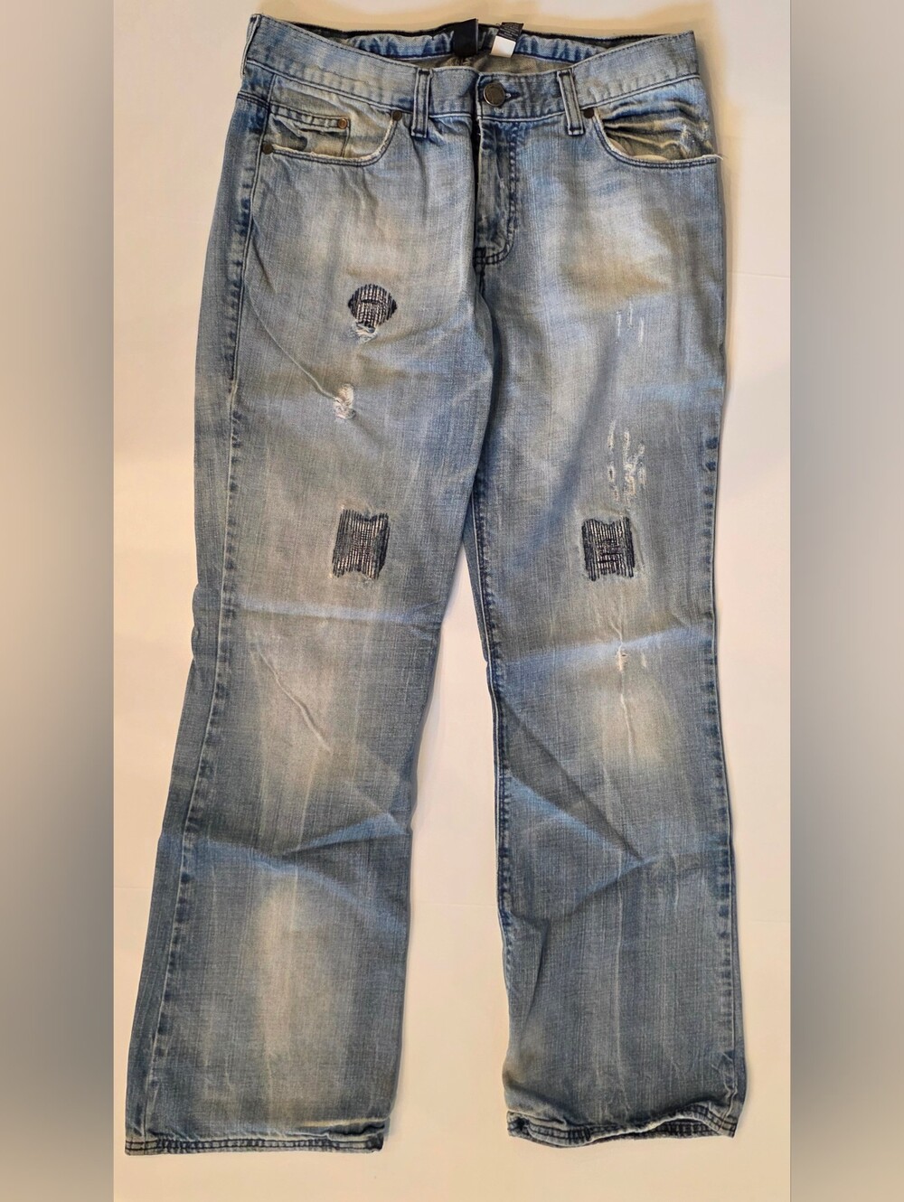 INC International Concepts Light Blue Distressed Bootcut Jeans 33x32